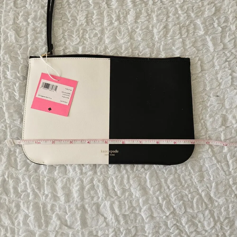Kate Spade Nicola Bicolor Large Pouch Wristlet black and white